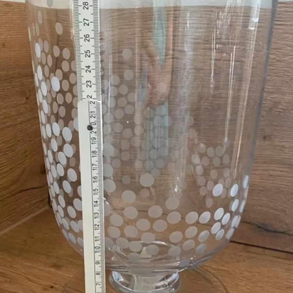 IKEA Clear Glass Vase with White Dots